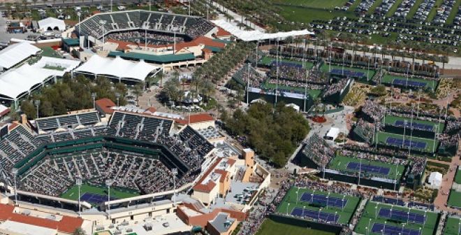 View from above of the Indian Wells Tennis garden